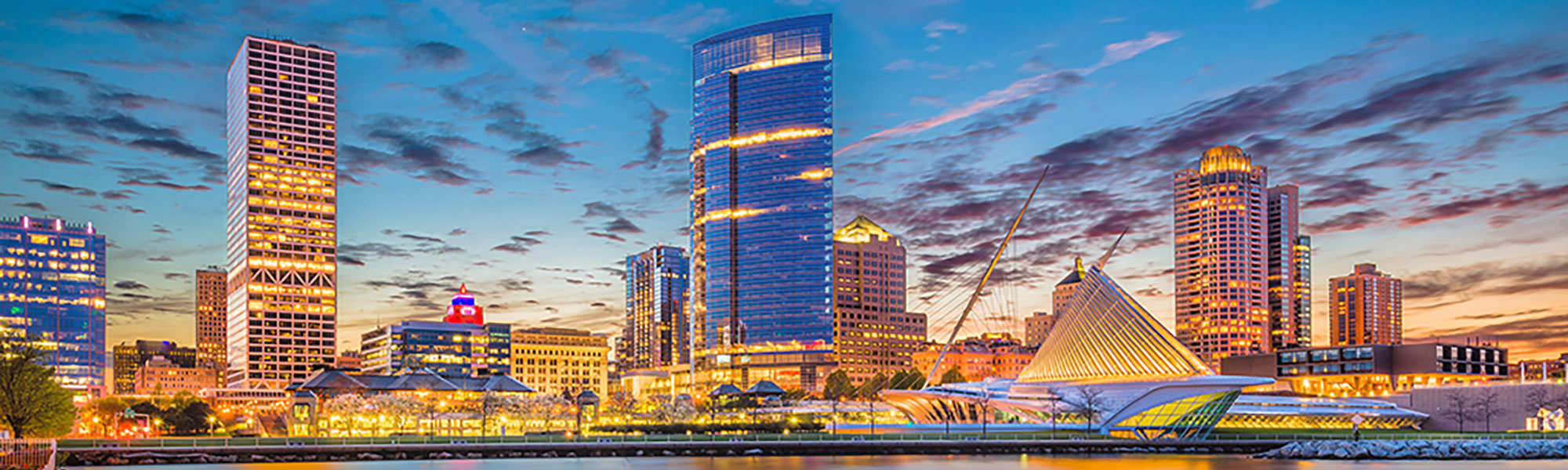 Downtown Milwaukee at sunset