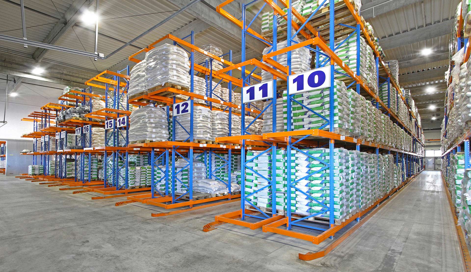 High bay lighting in a warehouse